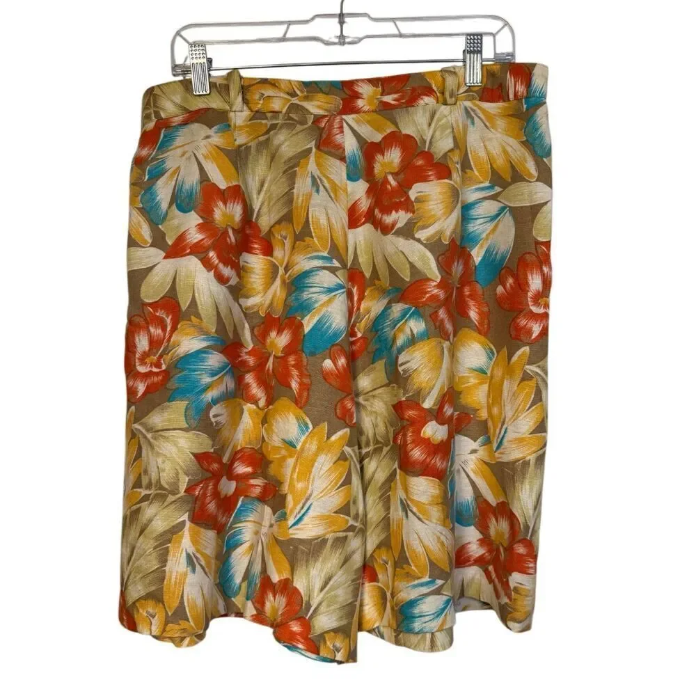 Vintage Chaus Linen Blend Shorts Sz. 16 High Waist Pleats Country Club Y2K